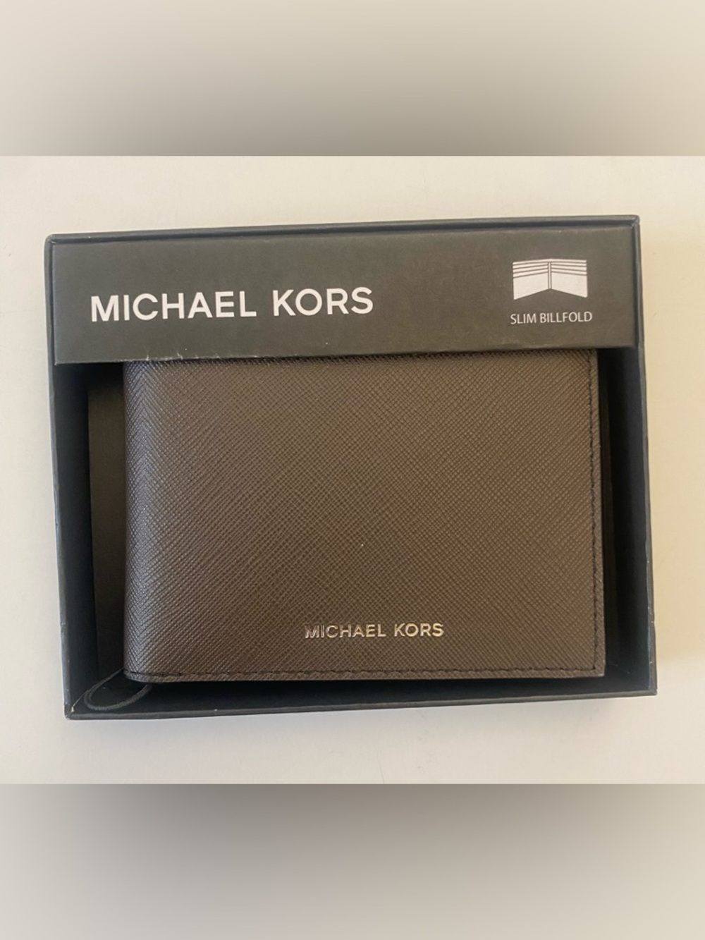 Michael Kors Bi-Fold Leather Wallet - Dark Brown (4.5”X4” approx.)